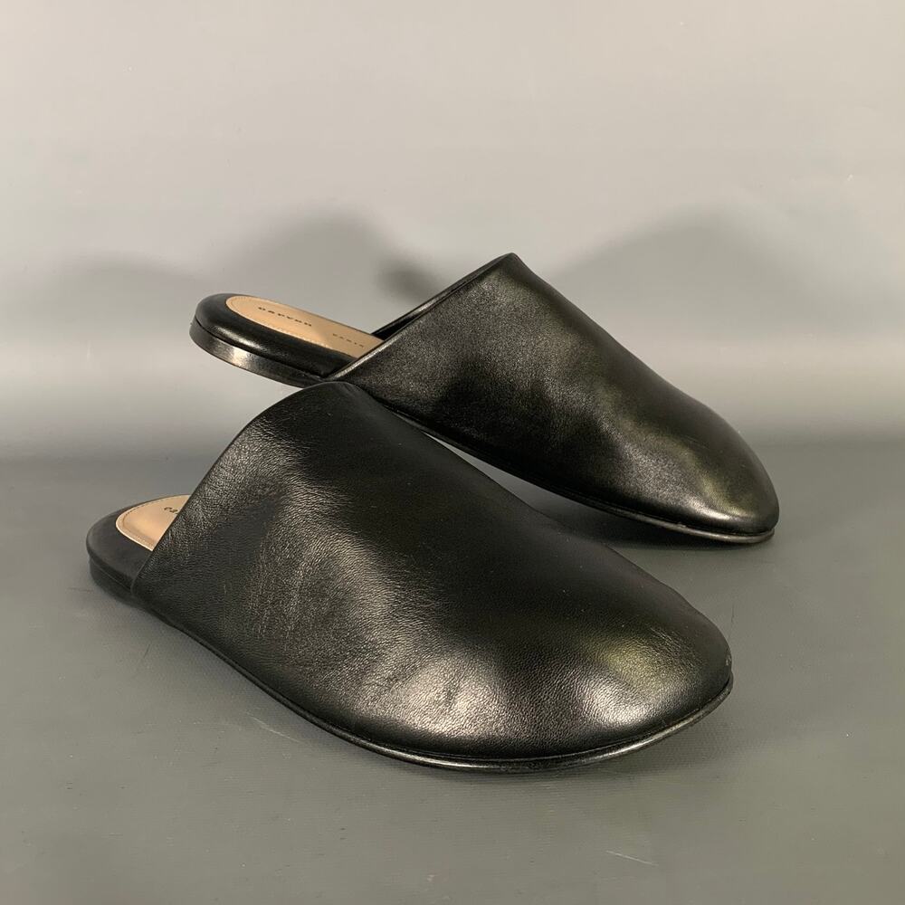 CARVEN Size 10 Black Leather Lambskin Slippers Flats